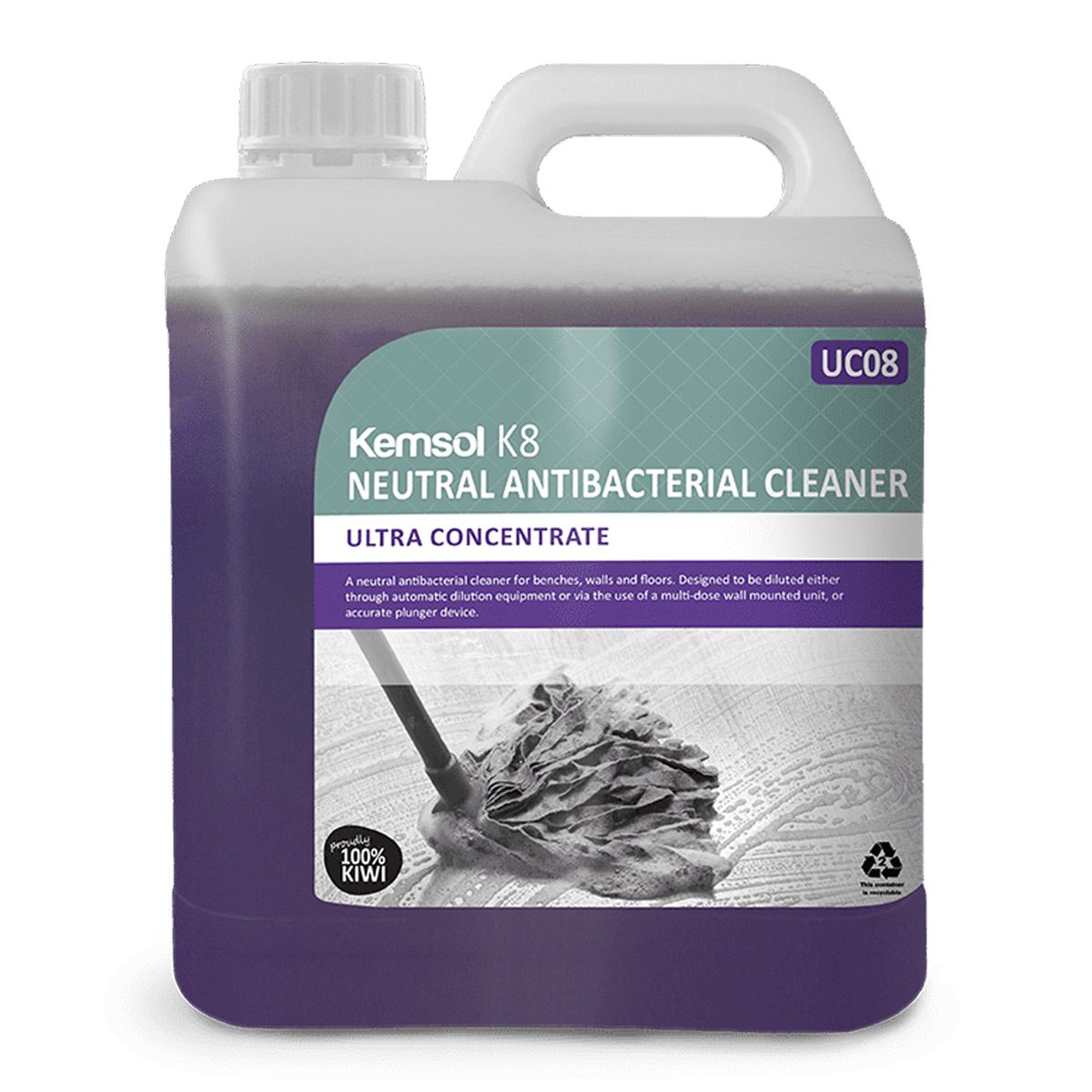 cleaning-products-floorcare-kemsol-K8-u/c-neutral-antibac-cleaner-2L-litre-for-benches-walls-floors-automatic-dilution-equipment-use-multi-dose-wall-mounted-unit-accurate-plunger-vjs-distributors-KK8