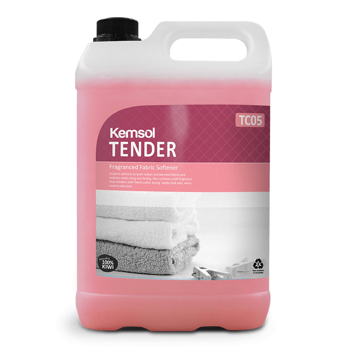 cleaning-products-laundry-kemsol-tender-fabric-softener-5L-litre-softness-cotton-blended-fabrics-reduces-static-cling-linting-soft fragrance-remains-fabrics-after-drying-vjs-distributors-KTEND