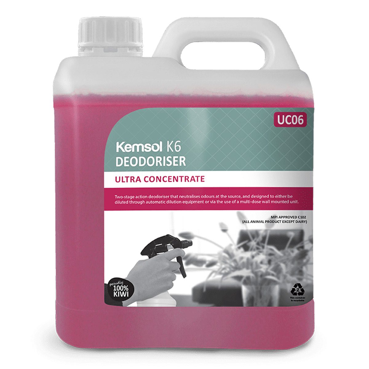 cleaning-products-odour-pest-k6-u/c-deodoriser-2L-litre-action-deodoriser-neutralises-odours-diluted-through-automatic-dilution-equipment-or-multi-dose-wall-mounted-unit-vjs-distributors-KK6