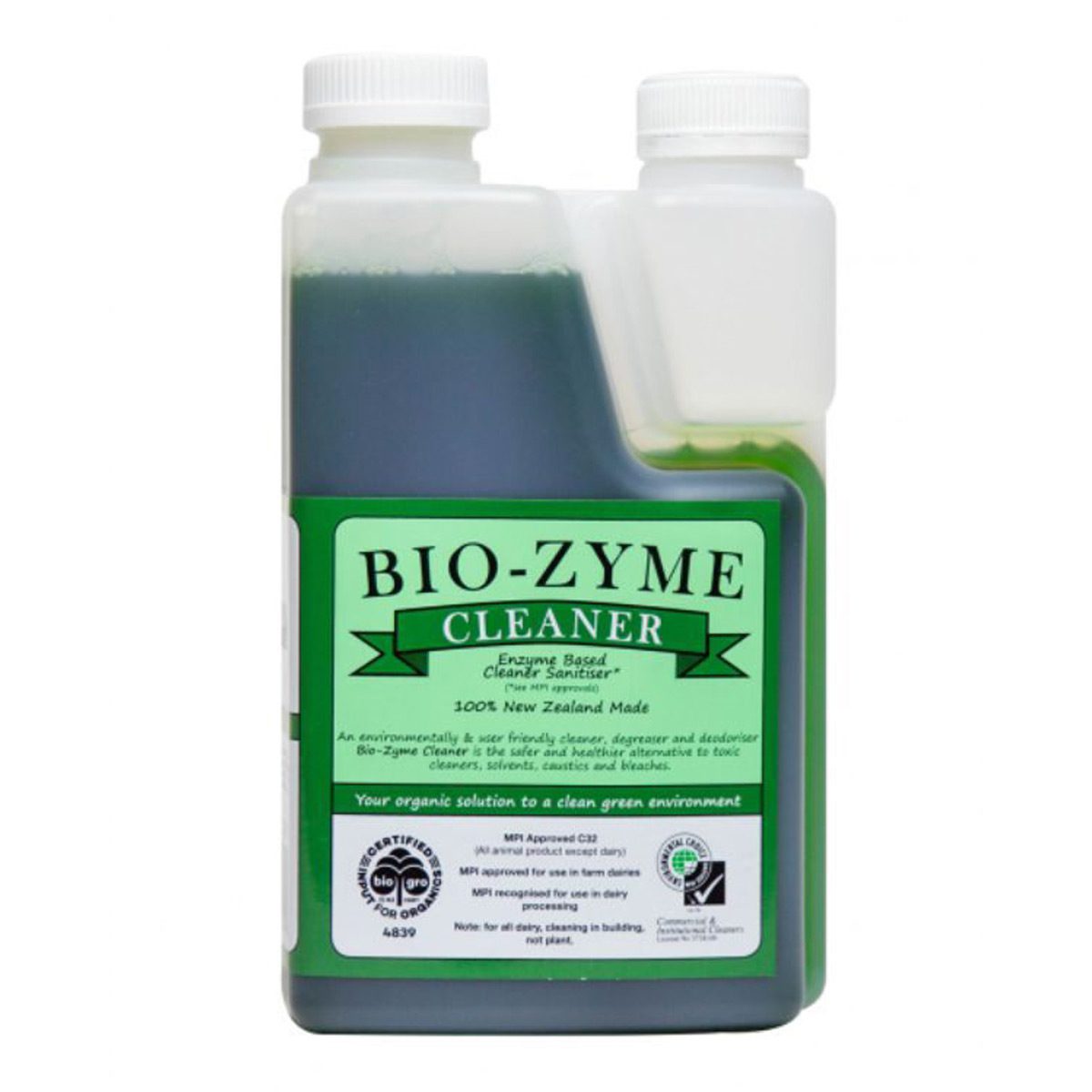 cleaning-products-environmental-bio-zyme-cleaner-green1L-litre-safer-than-toxic-solvents-cleaners-bleaches-caustics-all-purpose-cleaner-sanitiser-deodoriser-1L-makes-33L-litres-vjs-distributors-BZCLE1L