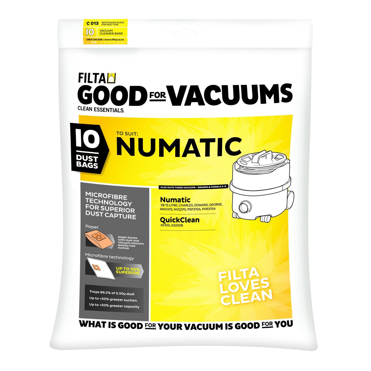 J B Postle & Son Ltd | Electrical Retailer | Numatic NUMBAG2000 NVM-1CH 10  Pk Henry Vacuum Cleaner Bags
