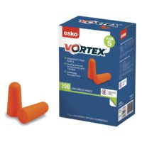 consumables-hospitality-safety-esko-vortex-ear-plugs-orange-200-pair-packaged-individual-polybags-fluoro-orange-high-visibility-box-x200-uncorded-pairs-vjs-distributors-DE200-OU