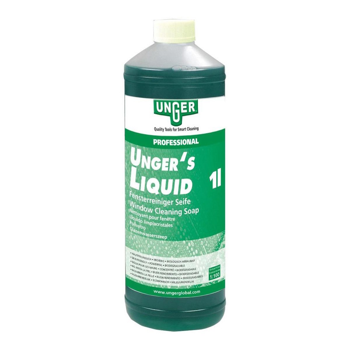 cleaning-equipment-squeegees-and-window-cleaning-unger-liquid-glass-cleaner-1L-litre-window-cleaning-soap-liquid-concentrate-mixing-ratio-economic-eco-friendly-vjs-distributors-U-FR100