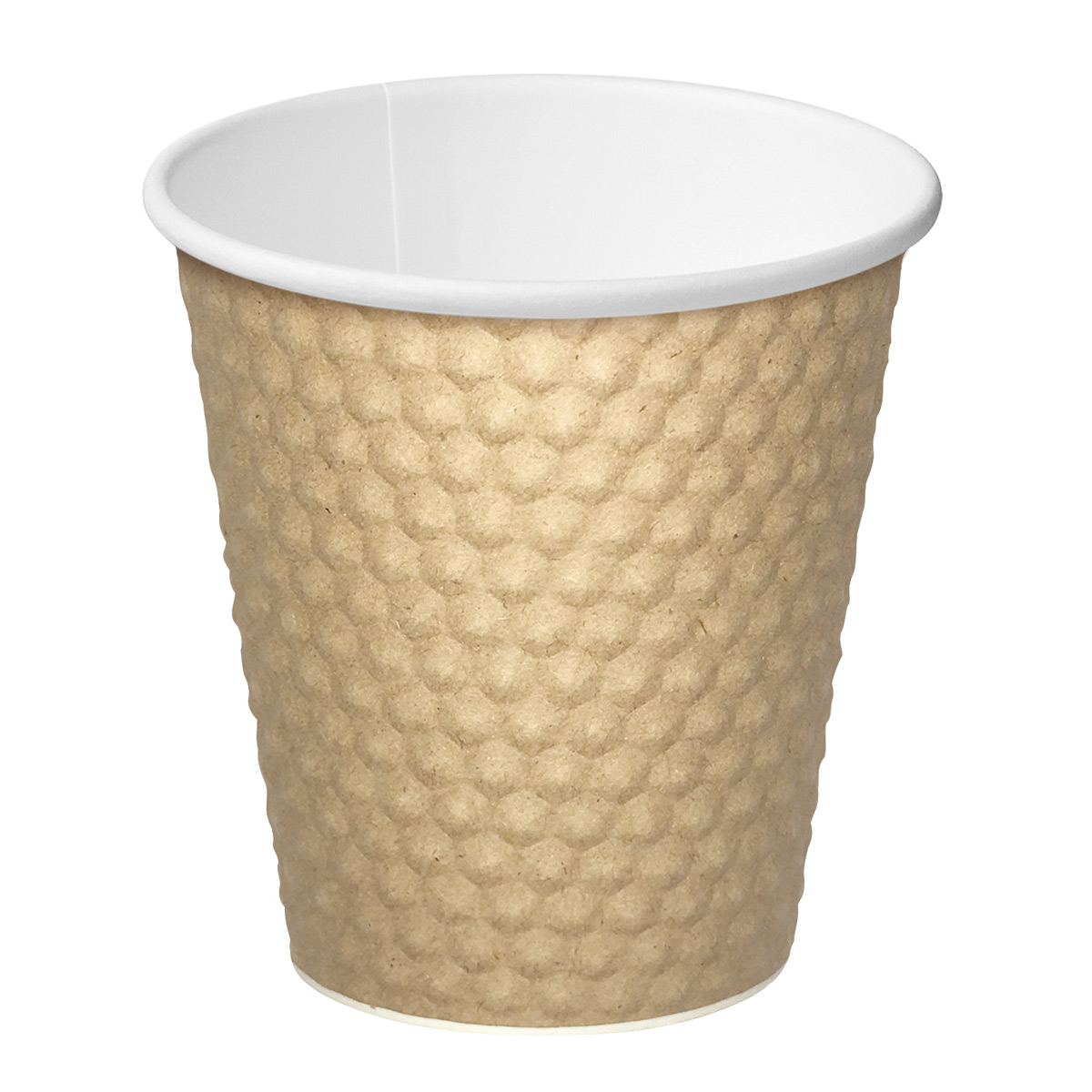 consumables-and-hospitality-packaging-dimple-cup-brown-8oz-280ml-x500-designed-insulating-pockets-air-reduce-heat-transferred-from-contents-fingers-vjs-distributors-hawkes-bay-nz-CA-DMPL8-BRN