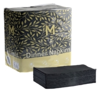 Quilted Dinner Napkins 1/8 Fold Black 400mm 2Ply 800 Sheets