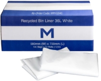 FP Recycled Bin Liner 36L White, 580mm x 700mm x 20mu Ctn 1200