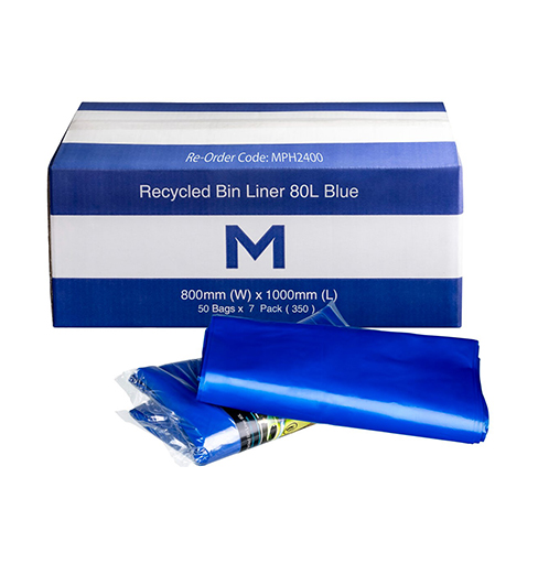 Recycled Bin Liner 60L Blue 30mu 450 bags