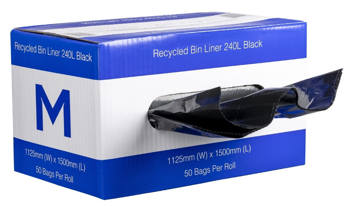 Black Bin Liners 240 ltr- 50 bag Disp Box