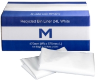 FP Recycled Bin Liner 24L - White, 470mm x 575mm x 30mu